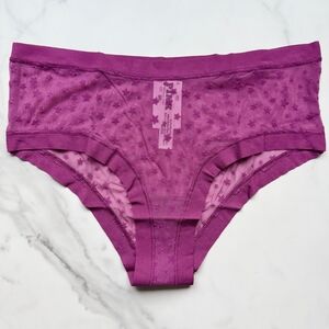 NWT PINK VICTORIA'S SECRET NO-SHOW STAR MESH CHEEKY PANTY IN THRILLER SIZE S/M